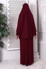 İki Parça Pratik Namaz Elbisesi 8016 Bordo