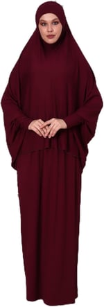 İki Parça Pratik Namaz Elbisesi 8016 Bordo