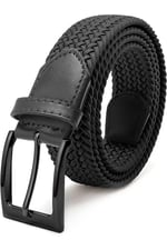 İkili Elastik Örgü Kemer 3,5cm Siyah ve Yeşil Lastik Kemer Unisex