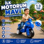 İlk Motorum Mavi Binmeli Çocuk Motoru 24 Ay+ Scooter Görünümlü Denge Motoru Hafif Taşınabilir Oyuncak 25 Kg Taşıma Kapasiteli