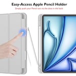 iMieet iPad Air 11 İnç Kılıf M3(2025) / M2 (2024), iPad Air 5. / 4. Nesil Kılıf 2022/2020 10,9 İnç Kalem Tutuculu, Yumuşak TPU Arka Kısımlı Üç Katlı Akıllı Kılıf (Açık Gri)