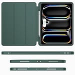 iMieet iPad Pro 13 inç Kılıf M4 (2024) Kalem Tutucu, [Destek Kalem Pro ve Kalem (USB-C)], Yumuşak TPU Arka Kısımlı Üç Katlı Stand Akıllı Kılıf, Otomatik Uyandırma/Uyku (Gece Yeşili)
