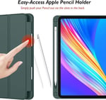 iMieet iPad Pro 13 inç Kılıf M4 (2024) Kalem Tutucu, [Destek Kalem Pro ve Kalem (USB-C)], Yumuşak TPU Arka Kısımlı Üç Katlı Stand Akıllı Kılıf, Otomatik Uyandırma/Uyku (Gece Yeşili)