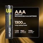 Imuto 1300mWh AAA Şarj Edilebilir Lityum Pil (4’lü Paket) (Şarj Cihazı Yok)