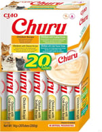 INABA Churu kedi ödül maması likit atıştırmalık kutusu, tavuklu | tahıl içermez, şekersiz, yapay aroma içermez |%100 doğal et, birinci sınıf Japon kedi atıştırmalıkları 20 x 14 g