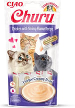 INABA Churu püre kedi atıştırmalıkları - elden beslemek için kedi macunu - ton balığı ve deniz ürünleri içeren kedi çubukları - 4 çubuk x 14 g
