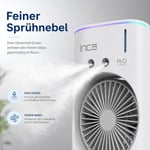 Inca IMF-10B Şarj Edilebilir 2400 mAh Taşınabilir Buzlu Su Hazneli Soğutucu Renkli Işıklı Masa Fanı Masaüstü Fan 6 İnch 360 Döner Püskürtme Kanalları 2 Çalışma Süresi 3-5 Saat Su Tank Kapasitesi 280Ml