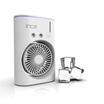 Inca IMF-10B Şarj Edilebilir 2400 mAh Taşınabilir Buzlu Su Hazneli Soğutucu Renkli Işıklı Masa Fanı Masaüstü Fan 6 İnch 360 Döner Püskürtme Kanalları 2 Çalışma Süresi 3-5 Saat Su Tank Kapasitesi 280Ml