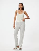İnce Askılı Crop Pijama Üstü Rahat Kalıp