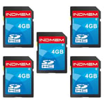INDMEM SD Kart 4 GB 5 Paket SDHC Sınıf 4 Flash Bellek Kartı 4 GB Dijital Kamera Kartları