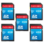 INDMEM SD Kart 4 GB 5 Paket SDHC Sınıf 4 Flash Bellek Kartı 4 GB Dijital Kamera Kartları