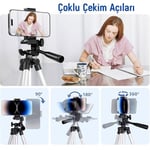 Infomax Telefon Tripodu – 33-110cm Katlanabilir Tripod Telefon Tutucu, 360° Döner Başlık, Bluetooth Kumandalı Selfie Çubuğu, iOS/Android Uyumlu, Kamera ve GoPro ile Kullanılabilir