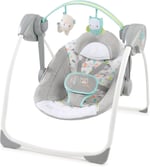 Ingenuity Comfort 2 Go Kompakt Taşınabilir 6 Vitesli Müzikli Bebek Salıncağı, Kolay Seyahat için Katlanır - Hayali Orman, 0-9 Ay