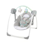 Ingenuity Comfort 2 Go Kompakt Taşınabilir 6 Vitesli Müzikli Bebek Salıncağı, Kolay Seyahat için Katlanır - Hayali Orman, 0-9 Ay