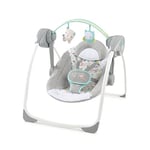 Ingenuity Comfort 2 Go Kompakt Taşınabilir 6 Vitesli Müzikli Bebek Salıncağı, Kolay Seyahat için Katlanır - Hayali Orman, 0-9 Ay