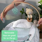 Ingenuity Cozy Spot Yatıştırıcı Bebek Zıpzıpı Ahşap Oyuncaklı Yay, Doğal Kauçuk Oyuncak, Emniyet Kemeri, Müzik Ve Otomatik Kapanma, 0 İle 6 Aylık Arasındaki Bebekler İçin, Gri