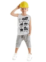 İnşaat Aracı Erkek Çocuk T-shirt Kapri Şort Takım