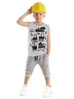 İnşaat Aracı Erkek Çocuk T-shirt Kapri Şort Takım