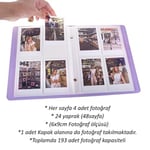 İnstax 193 Fotoğraf Kapasiteli Mor Polakart Pencereli Fotoğraf Albümü