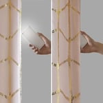 Intelligent Design Raina Total Blackout Metalik Baskı Gromet Üst Tekli Perde Paneli Termal Yalıtımlı Işık Engelleyici Drape, Yatak Odası, Oturma Odası ve Yurt için, 50 x 84, Allık/Altın, 1 Adet