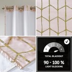 Intelligent Design Raina Total Blackout Metalik Baskı Gromet Üst Tekli Perde Paneli Termal Yalıtımlı Işık Engelleyici Drape, Yatak Odası, Oturma Odası ve Yurt için, 50 x 84, Allık/Altın, 1 Adet
