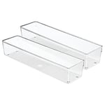 InterDesign 52630 M2EU Linus çekmece içi düzenleyici için çatal bıçak kutusu çatal bıçak kaşık (servis) takımı, mutfak spatulası, plastik, Clear, 10,16 x 40,64 x 7,62 cm