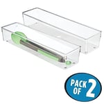 InterDesign 52630 M2EU Linus çekmece içi düzenleyici için çatal bıçak kutusu çatal bıçak kaşık (servis) takımı, mutfak spatulası, plastik, Clear, 10,16 x 40,64 x 7,62 cm