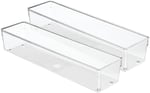InterDesign 52630 M2EU Linus çekmece içi düzenleyici için çatal bıçak kutusu çatal bıçak kaşık (servis) takımı, mutfak spatulası, plastik, Clear, 10,16 x 40,64 x 7,62 cm