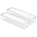 InterDesign 52630 M2EU Linus çekmece içi düzenleyici için çatal bıçak kutusu çatal bıçak kaşık (servis) takımı, mutfak spatulası, plastik, Clear, 10,16 x 40,64 x 7,62 cm