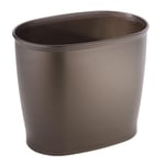 InterDesign Kent Oval Çöp Kutusu, Banyo Mutfak Ofis için, Plastik, 30,5x20,3x25,4cm, Kahverengi