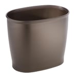 InterDesign Kent Oval Çöp Kutusu, Banyo Mutfak Ofis için, Plastik, 30,5x20,3x25,4cm, Kahverengi