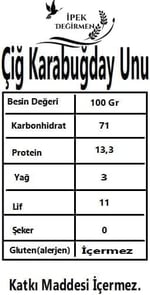 İpek Değirmen Glutensiz Çiğ Karabuğday Unu, 2 Kg, Aile Boyu