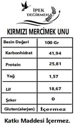 İpek Değirmen Glutensiz Kırmızı Mercimek Unu, 2 Kg, Aile Boyu, Saf