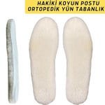 ipekbazaar Ortopedik Koyun Postu Yün Ayakkabı Tabanı, Nefes Alabilen Termal Doğal Kışlık Sıcak Tutan Yumuşak Tabanlık, 1 Çift (44-45)