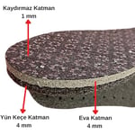 ipekbazaar Panduf Patik Örmek İçin Kaydırmaz Siyah Keçe Alt Tabanlık, 3 Katlı, 8-10mm Kalınlıkta Delikli Yün Keçe Ev Ofis İçi Panduf Terlik Ayakkabı Tabanı (3 Çift Siyah, 41-42)