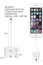 Iphone 7 8 X 11 11 Pro 12 13 13 14 Pro Max ile uyumlu ve Ipad Uyumlu Usb Ethernet Lightning Şarj Adaptörü 3in1