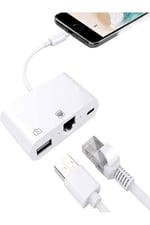 Iphone 7 8 X 11 11 Pro 12 13 13 14 Pro Max ile uyumlu ve Ipad Uyumlu Usb Ethernet Lightning Şarj Adaptörü 3in1