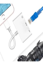 Iphone 7 8 X 11 11 Pro 12 13 13 14 Pro Max ile uyumlu ve Ipad Uyumlu Usb Ethernet Lightning Şarj Adaptörü 3in1