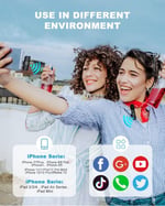iPhone ile Uyumlu Kablosuz Yaka Mikrofon, Telefon Video Kaydı için Yaka Klipsli Mikrofon TikTok YouTube Canlı Yayın Vlog (Uygulama/Bluetooth Gerekmez)