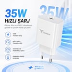 Iphone Lightning ile Uyumlu 35W Ultra Hızlı Şarj Adaptörü, Beyaz