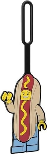 IQ Lego Iconic Hot Dog Man silikon çanta askısı, seyahat, bavul, sırt çantası için, zehirsiz ve kokusuz, kimliğin tanımlanması için arka yüzünde yazılabilir yüzey (52615)