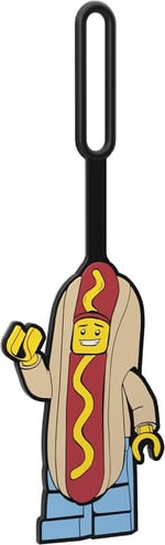 IQ Lego Iconic Hot Dog Man silikon çanta askısı, seyahat, bavul, sırt çantası için, zehirsiz ve kokusuz, kimliğin tanımlanması için arka yüzünde yazılabilir yüzey (52615)