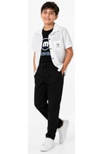 İrem Çocuk Giyim Erkek Çocuk M Design Yazılı Çıtçıt Kapamalı Beyaz Gömlek Tişört Kot Pantolonlu Üçlü Şık Takım,Beyaz 8-9 Yaş