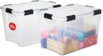 Iris Ohyama, 2'li set hava geçirmez saklama kutusu – All-Weather AT-LD – plastik, şeffaf, 2 x 70 l, U 59 x G 39 x Y 38 cm