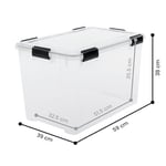 Iris Ohyama, 2'li set hava geçirmez saklama kutusu – All-Weather AT-LD – plastik, şeffaf, 2 x 70 l, U 59 x G 39 x Y 38 cm