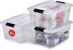 Iris Ohyama, 3'lü set istiflenebilir saklama kutusu, klik kilitli – New Top Box NTB-15 – plastik, şeffaf, 3 x 15 l, U 39,5 x - Seçenekler: 3'lü set, 4'lü set, 6'lı set, 6'lı set., 5 litre, 15 Liter...
