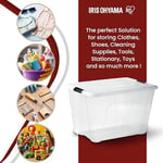Iris Ohyama Kapaklı Saklama Kutuları, 60L, 4'lü Set, Şeffaf, Güvenli Tokalar, İstiflenebilir, Çekme Kulpları, Yatak Odası, Dolap, Ofis, Organizasyon İçin, BPA İçermeyen Plastik, Giysi Çantası, NTB-60