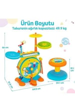 Işıklı Piyanolu Bateri Seti - Mikrofonlu, Tabureli ve MP3 Bağlantılı Çocuk Müzik Eğitim Seti