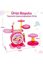 Işıklı Piyanolu Bateri Seti - Mikrofonlu, Tabureli ve MP3 Bağlantılı Çocuk Müzik Eğitim Seti