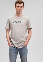 İstanbul Baskılı Gri Tişört Slim Fit/Dar Kesim 066282-31935
